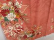 Photo3: 0608N03z570 Vintage Japanese Kimono Silk TSUKESAGE Coral pink Chrysanthemum (3)