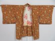 Photo5: 1307i08z550 Vintage Japanese Kimono Silk HAORI Dark orange Bird Flower (5)