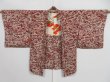 Photo6: 0918i10z410 Vintage Japanese Kimono Silk HAORI Wine red Scenery (6)