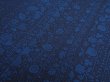 Photo2: 1V02z50 Japanese Kimono Silk  FABRIC Indigo Flowers 37.8" (2)