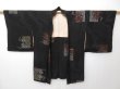 Photo6: 0825T07z560 Vintage Japanese Kimono Silk HAORI Black Flower (6)