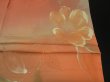 Photo7: 2V03z90 Japanese Kimono Silk  FABRIC Yellow, Coral pink Flowers 61.4" (7)