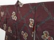 Photo3: 1318T08z430 Vintage Japanese Kimono Silk MEISEN HAORI Purple-Brown Camellia (3)