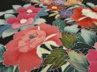 Photo4: 3E04z110 Japanese Kimono Silk Artist work FABRIC Black Yuzen 46.5" (4)