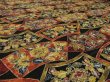 Photo2: 1Q01z60 Japanese Kimono Silk  FABRIC Black Flowers 48.8" (2)