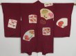 Photo1: 0908i06z460 Vintage Japanese Kimono Silk HAORI Wine red Aoi (1)