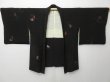 Photo7: 0806T10z570 Japanese Kimono Silk HAORI Black Flower (7)