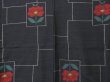 Photo5: 1502T07z850 Japanese Kimono Silk TSUMUGI Black Flower (5)