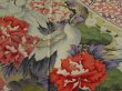 Photo2: 2Q01z100 Japanese Kimono Silk  FABRIC Black Crane, Flowers 53.5" (2)