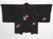 Photo1: 0825i04z520 Vintage Japanese Kimono Silk HAORI Black Cattleya (1)