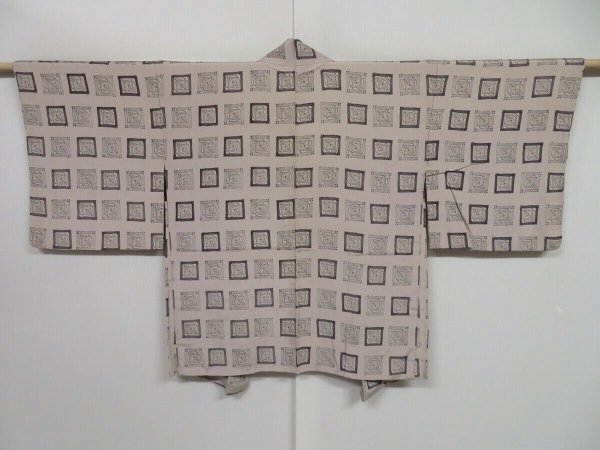 Photo1: 0804i07z630 Vintage Japanese Kimono Silk HAORI Light gray Butterfly (1)