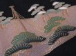 Photo3: 2N02z200 Japanese Kimono Silk  FABRIC Black Scenery 46.5" (3)