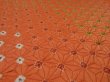 Photo2: 1A02z60 Japanese Kimono Silk SHIBORI FABRIC Orange Hemp 42.5" (2)