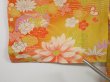 Photo8: 0731i06z310 Antique Japanese Kimono Silk Girl's Hitoe Yellow ochre Flowers (8)