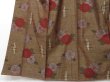 Photo4: 1328T10z860 Unused Japanese Kimono Silk TSUMUGI Light brown Camellia (4)