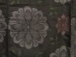 Photo6: 1004i04z520 Vintage Japanese Kimono Silk TSUMUGI Dark olive brown Flowers (6)