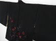 Photo2: 0617i03z540 Vintage Japanese Kimono Silk HAORI Black Flower Emboridery (2)