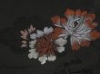 Photo4: 1019i10z470 Vintage Japanese Kimono Silk HAORI Black Flowers (4)