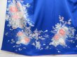 Photo3: 0819T01z950 Japanese Kimono Silk TSUKESAGE Blue Flower cart (3)