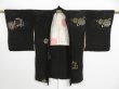 Photo6: 1019i10z470 Vintage Japanese Kimono Silk HAORI Black Flowers (6)