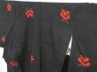 Photo2: 0922i07z900 Japanese Kimono Silk TSUMUGI Black Flower (2)