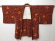 Photo6: 0516T06z600 Vintage Japanese Kimono Silk HAORI Brown Flower (6)