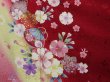 Photo5: 0305N01z1220 Japanese Kimono Silk FURISODE Dark red Sakura (5)