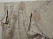 Photo2: 1022T08z940 Vintage Japanese Kimono Silk KOMON Light gray Rose (2)