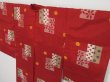 Photo3: 0526i01z460 Vintage Japanese Kimono Silk MEISEN LONG HAORI Dark red Flower (3)