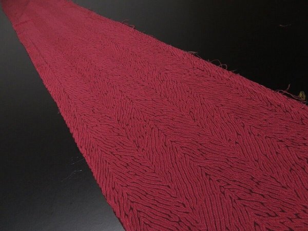 Photo1: 3F07z50 Japanese Kimono Silk  FABRIC Dark red-pink Shibori dyeing 61.4" (1)