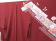 Photo2: 1502T02z970 Japanese Kimono Silk TSUKESAGE Wine red Flowers (2)