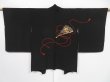 Photo1: 0728i10z620 Vintage Japanese Kimono Silk HAORI Black Folding fan (1)