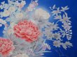 Photo6: 0819T01z950 Japanese Kimono Silk TSUKESAGE Blue Flower cart (6)