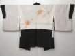 Photo1: 0902T01z640 Japanese Kimono Silk HAORI Black Chrysanthemum (1)