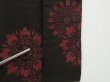 Photo7: 0930i09z630 Vintage Japanese Kimono Silk TSUMUGI Dark brown-black Flowers (7)