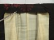 Photo8: 0930i09z630 Vintage Japanese Kimono Silk TSUMUGI Dark brown-black Flowers (8)