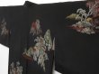 Photo2: 1529T10z500 Vintage Japanese Kimono Silk HAORI Black Temple (2)