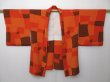 Photo6: 0825T02z590 Japanese Kimono Silk HAORI Orange, Brown (6)