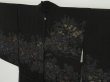 Photo2: 0715i10z500 Vintage Japanese Kimono Silk HAORI Black Flowers (2)