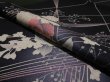 Photo4: 3B02z50 Japanese Kimono Silk  FABRIC Black-Navy Flowers 37" (4)