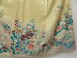 Photo6: 1215T06z760 Antique Japanese Kimono Silk TSUKESAGE Cream-Yellow Flowers (6)