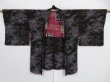 Photo6: 1001i10z410 Vintage Japanese Kimono Silk HAORI Black-Brown Flower (6)