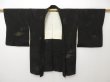 Photo6: 1331T07z570 Vintage Japanese Kimono Silk HAORI Black Wave (6)