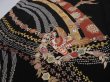 Photo2: 2i01z110 Japanese Kimono Silk  FABRIC Black Birds 48.8" (2)