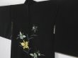 Photo2: 0708N02z600 Vintage Japanese Kimono Silk HAORI Black Cattleya (2)