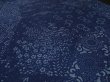 Photo2: 1Q01z60 Japanese Kimono Silk  FABRIC Indigo Flowers 39.4" (2)