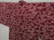 Photo2: 0915i03z500 Vintage Japanese Kimono Silk HAORI Dark red Flying crane (2)