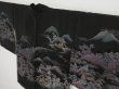 Photo2: 0616i06z620 Vintage Japanese Kimono Silk HAORI Black Scenery (2)