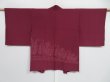 Photo2: 1213i08z530 Vintage Japanese Kimono Silk HAORI Wine red Flower (2)