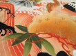 Photo3: 2U01z100 Vintage Japanese Kimono Silk  FABRIC Black Bird, Wave 47.2" (3)